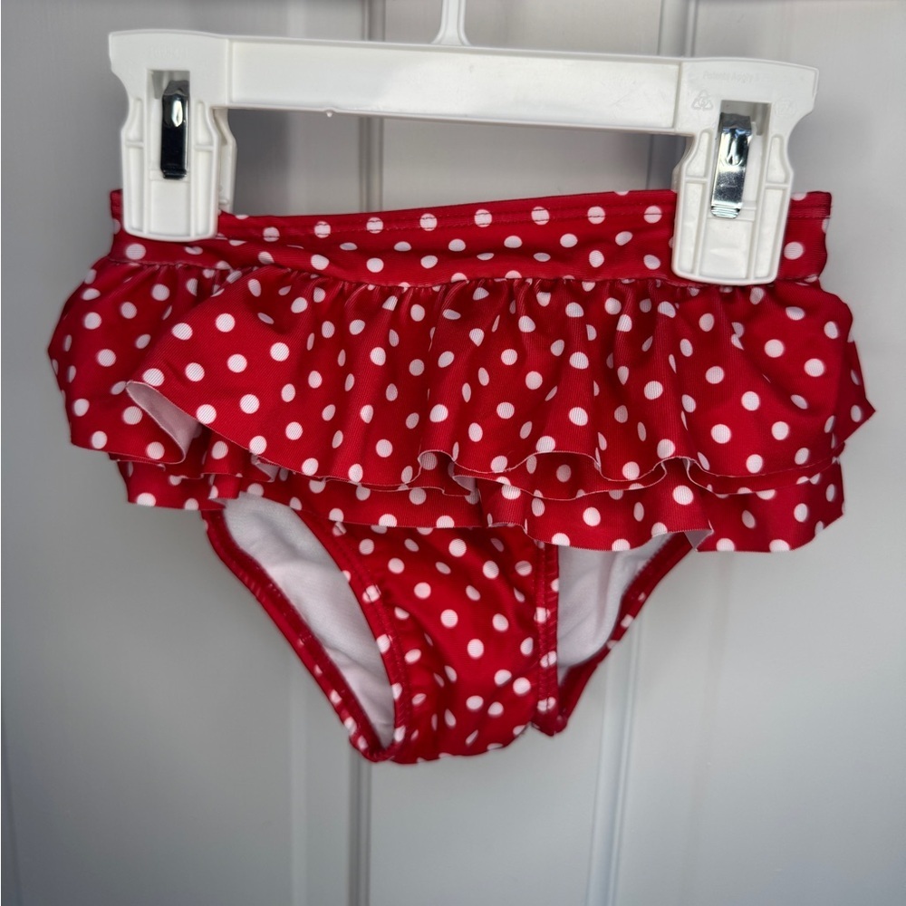 NWOT Wetsuit Club 18M Girls Red & White Polka Dot  Ruffle Bikini Bottom